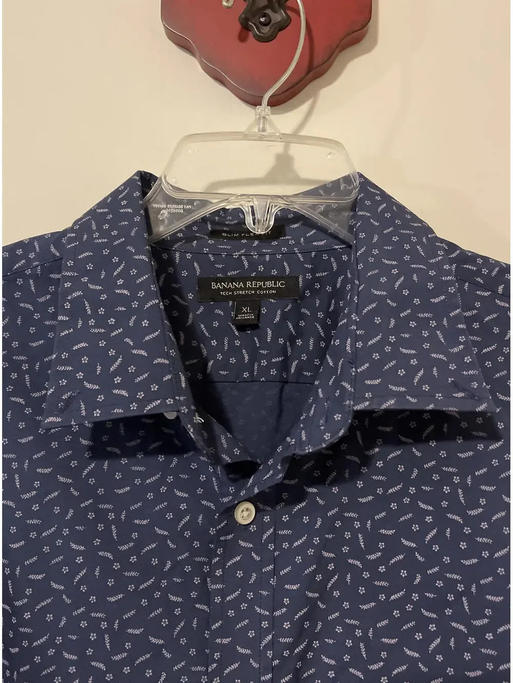 Banana Republic Mens XL Slim-Fit Blue Long-Sleeved Cotton Button-Up Shirt! M991